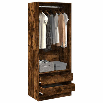 Wardrobe Engineered Wood 80 x 50 x 200 cm 2 Drawers Smoked oak