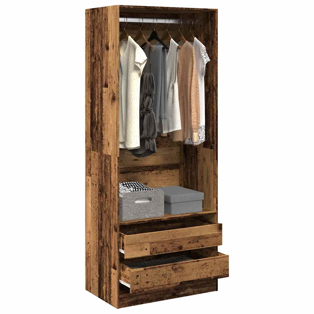 Wardrobe Engineered Wood 80 x 50 x 200 cm 2 Drawers Old wood