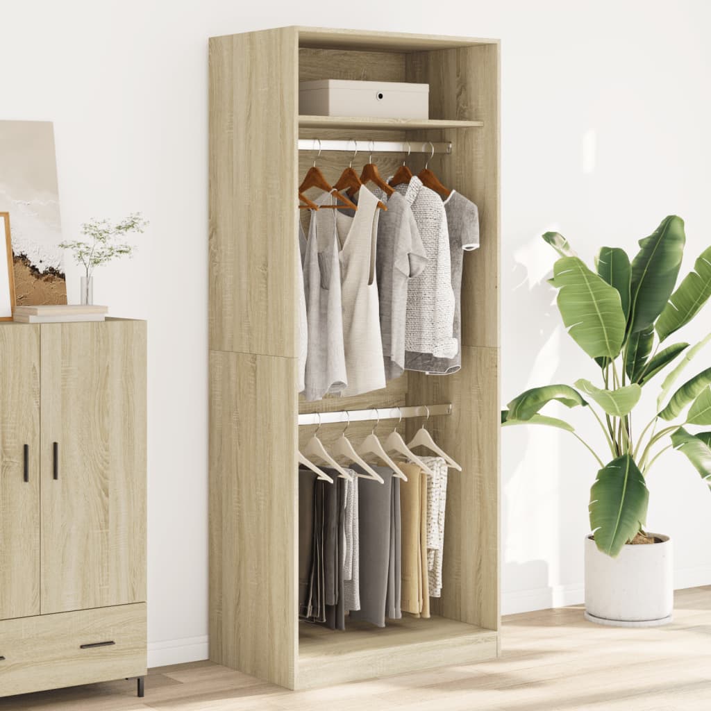 Wardrobe Engineered Wood 80 x 50 x 200 cm 1 Shelf Sonoma oak