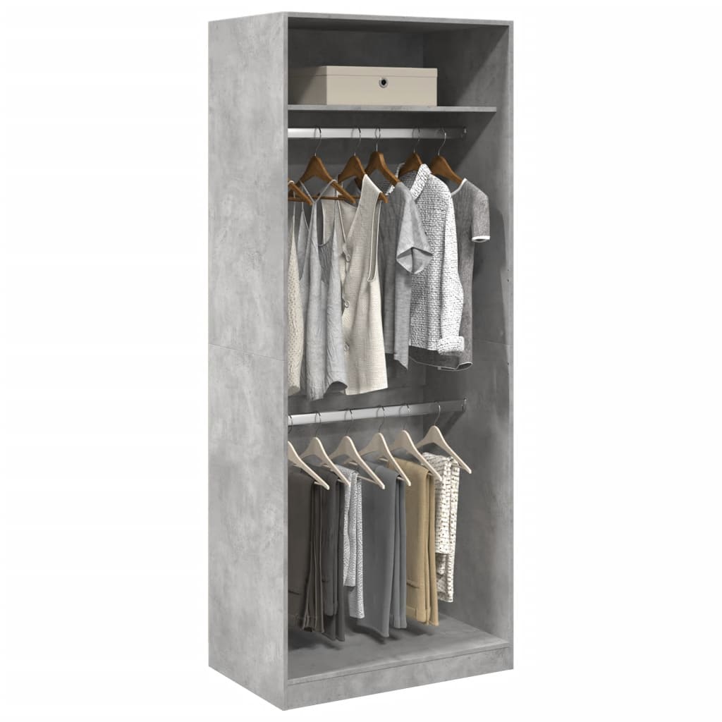 Wardrobe Engineered Wood 80 x 50 x 200 cm 1 Shelf Concrete grey