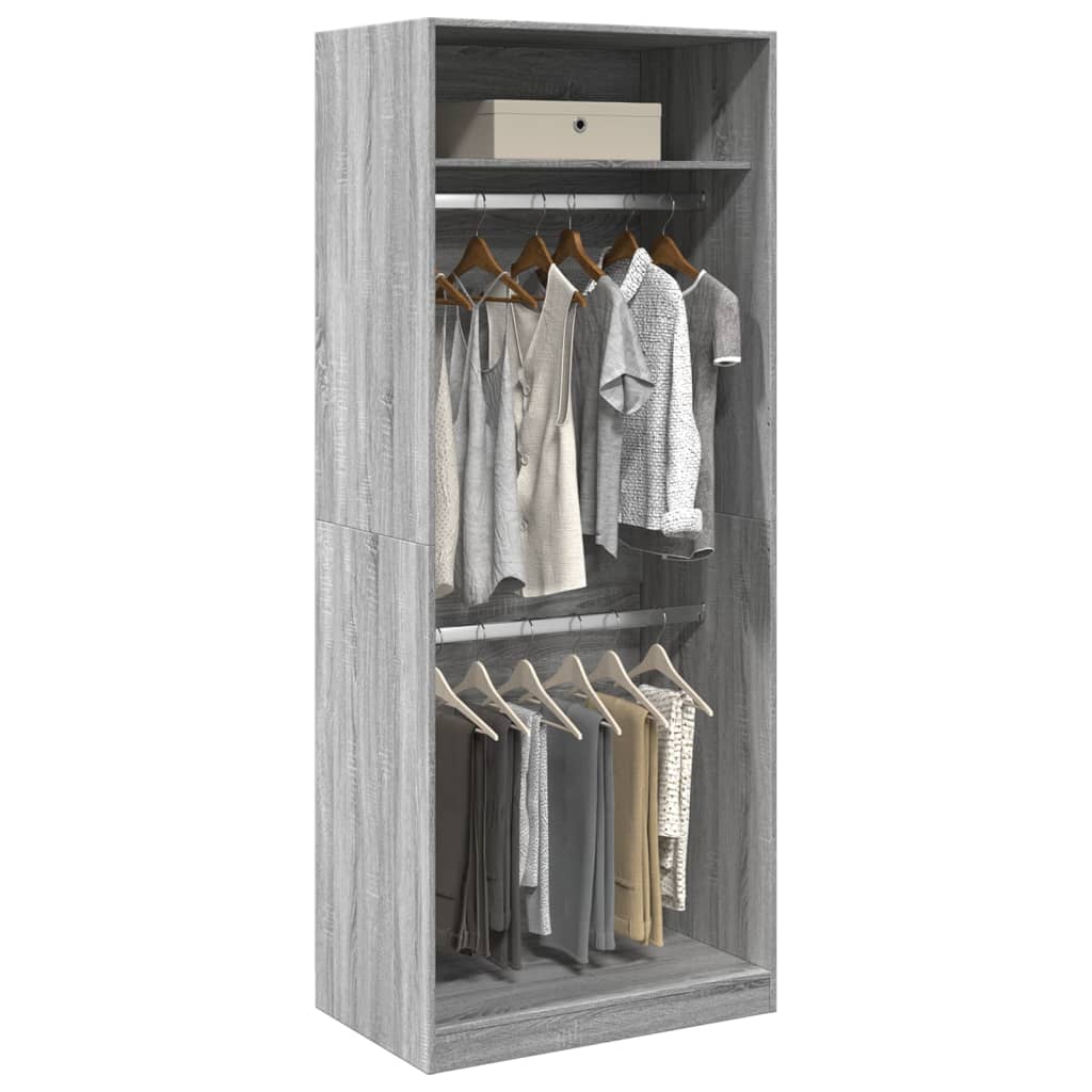 Wardrobe Engineered Wood 80 x 50 x 200 cm 1 Shelf Grey sonoma