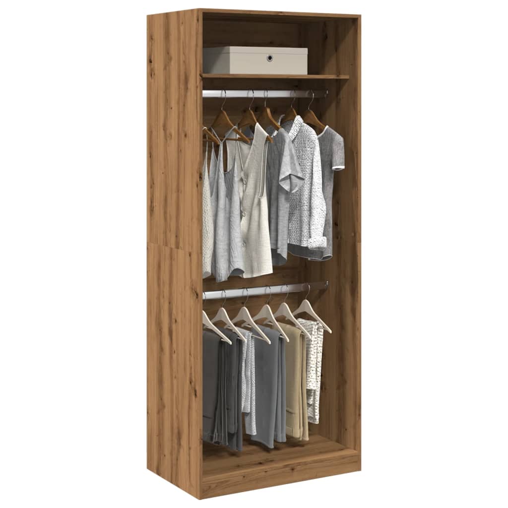 Wardrobe Engineered Wood 80 x 50 x 200 cm 1 Shelf Artisan oak