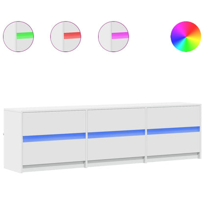 vidaXL TV Cabinet with LED White 180x34x50 cm Engineered Wood 2