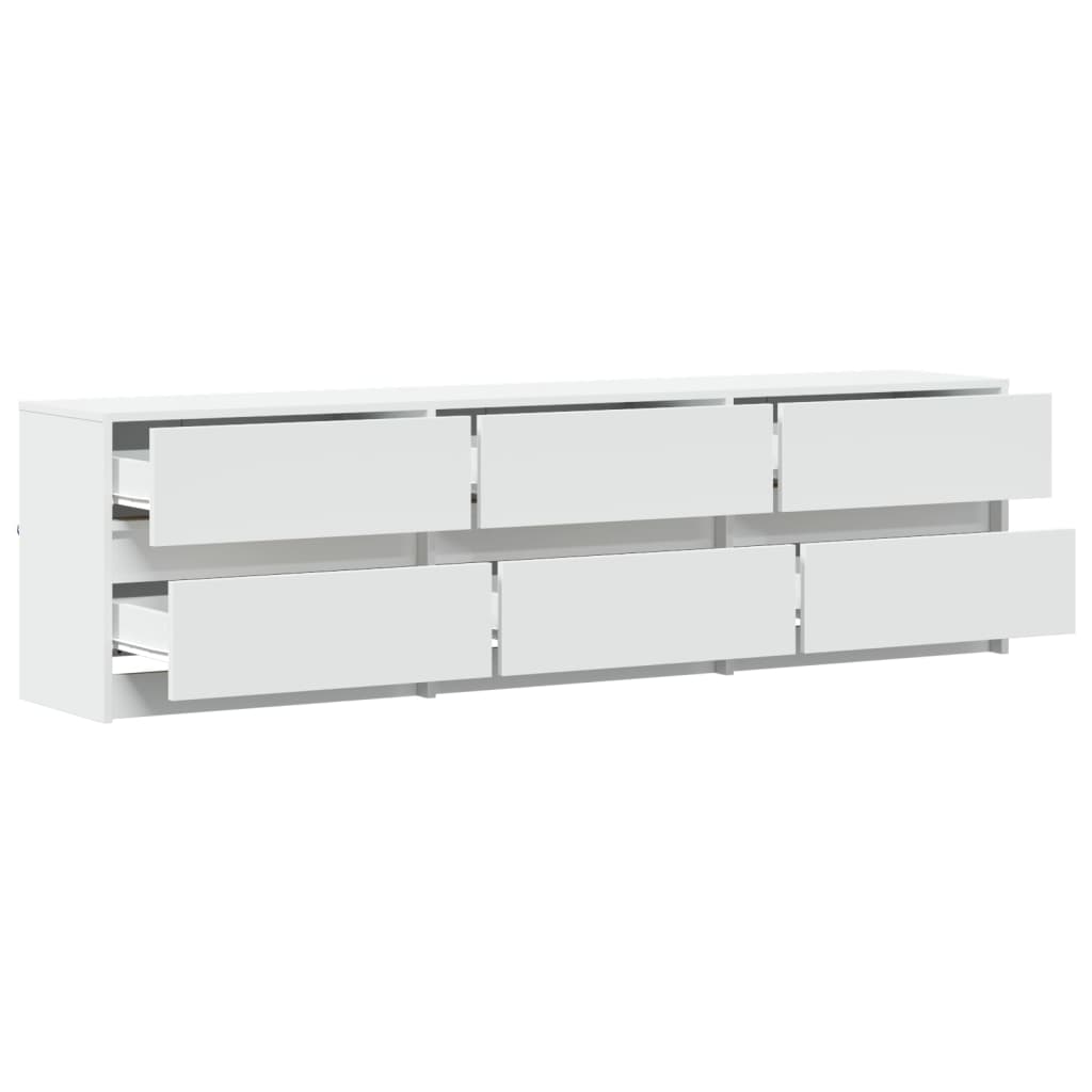 vidaXL TV Cabinet with LED White 180x34x50 cm Engineered Wood 4