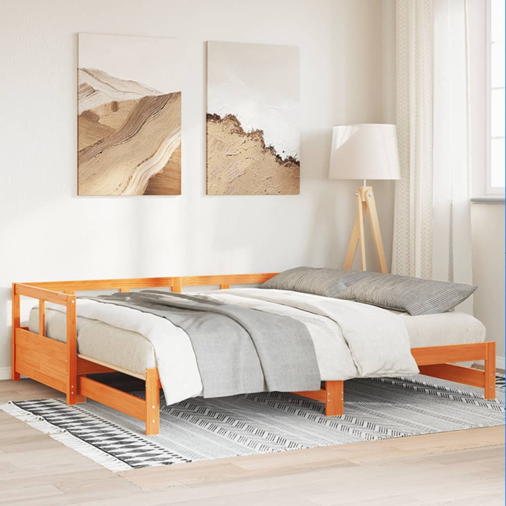 vidaXL Daybed without Mattress Wax Brown 90x190 cm Solid Wood Pine 4