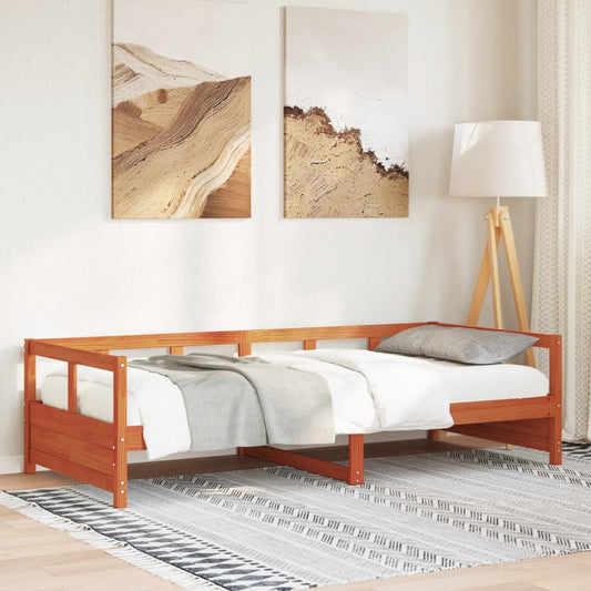 Daybed without Mattress Solid Wood Pine Wax brown 80 cm