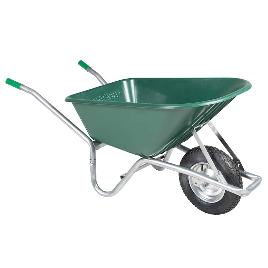 vidaXL Wheelbarrow Green 90 L 150 kg Galvanised Steel and Plastic 1