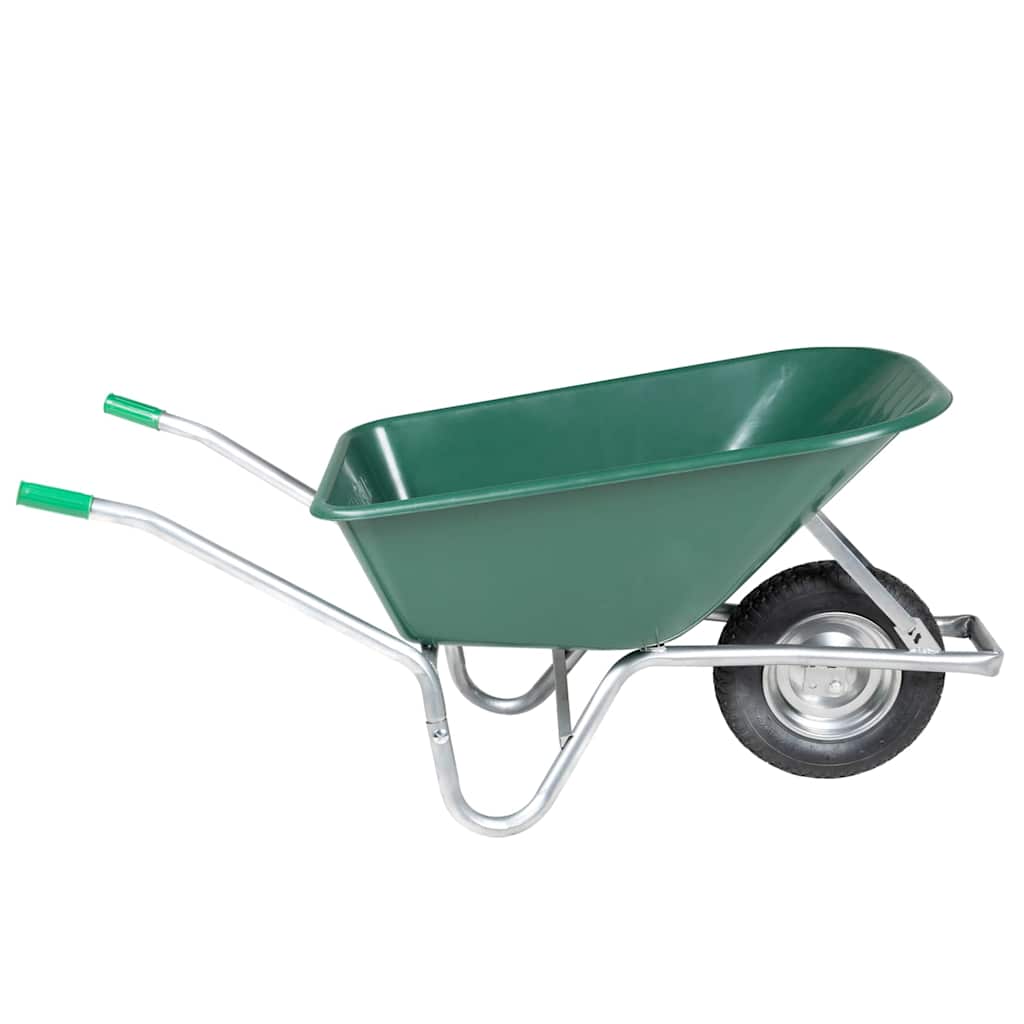 vidaXL Wheelbarrow Green 90 L 150 kg Galvanised Steel and Plastic 2