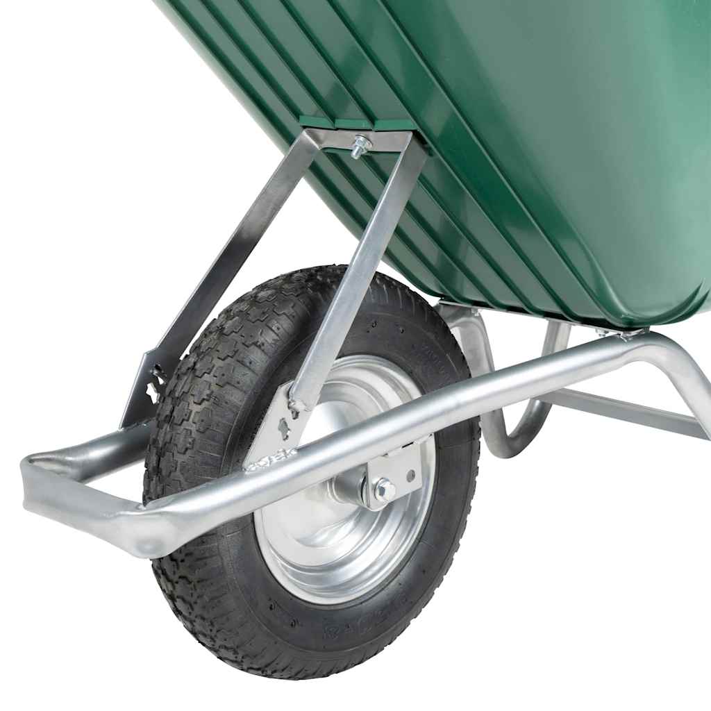 vidaXL Wheelbarrow Green 90 L 150 kg Galvanised Steel and Plastic 5