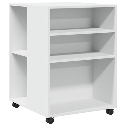 Side Table with Wheels 55x60x78 cm Engineered Wood White