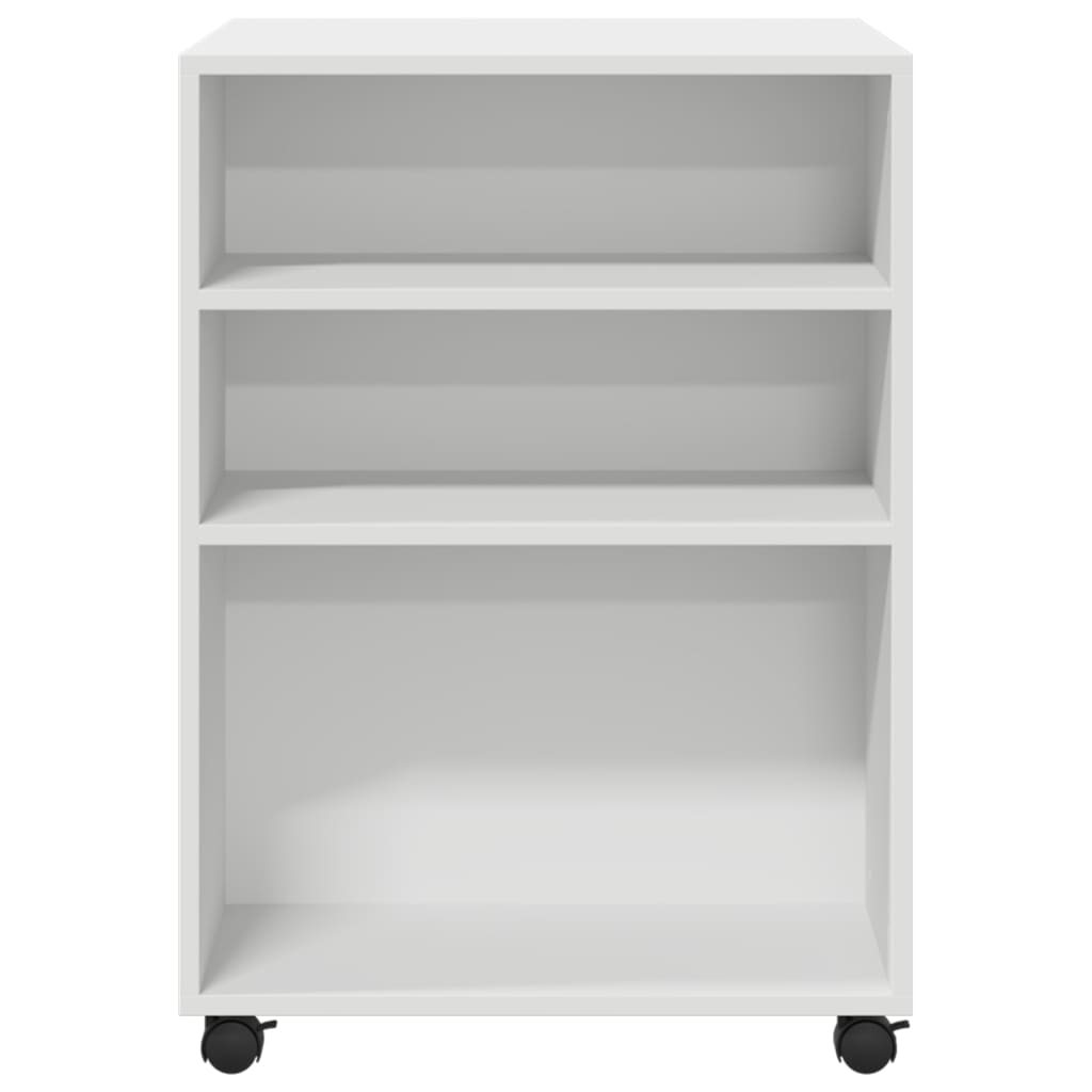 Side Table with Wheels 55x60x78 cm Engineered Wood White
