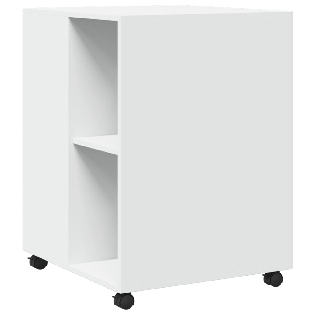 Side Table with Wheels 55x60x78 cm Engineered Wood White