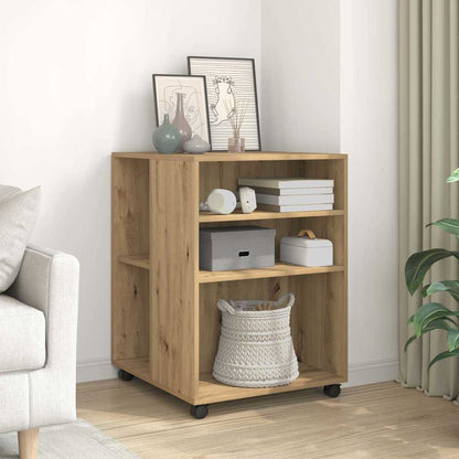 Side Table with Wheels 55x60x78 cm Engineered Wood Artisan oak