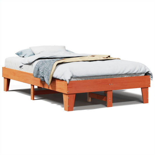 Bed Frame without Mattress Solid Wood Pine Length 200 cm Wax Brown 120 cm