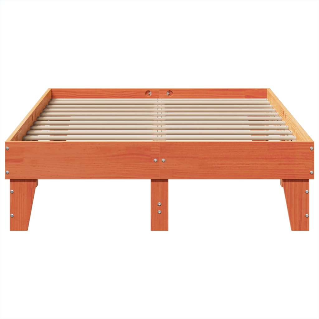 Bed Frame without Mattress Solid Wood Pine Length 200 cm Wax Brown 120 cm