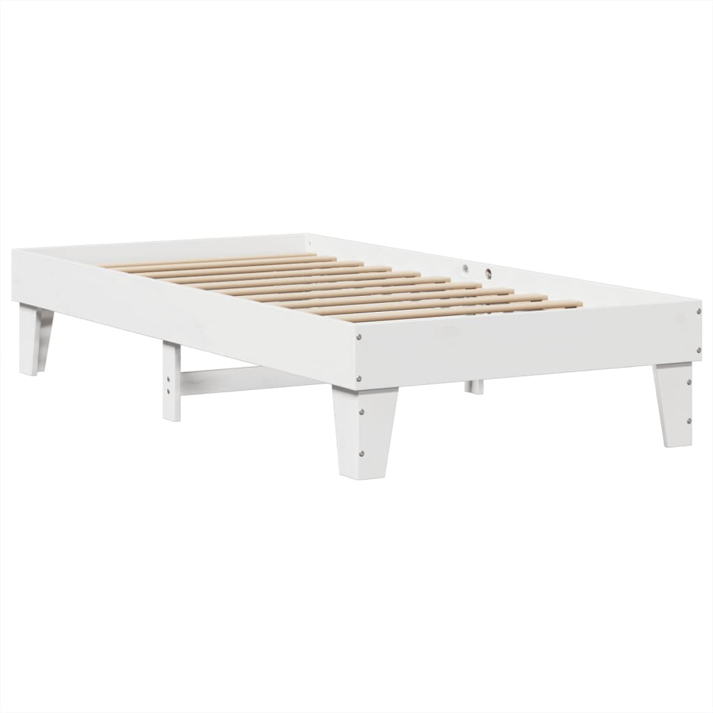 Bed Frame without Mattress Solid Wood Pine Length 200 cm White 100 cm