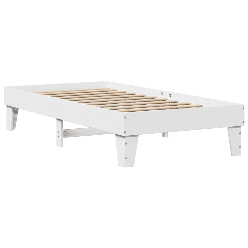 Bed Frame without Mattress Solid Wood Pine Length 200 cm White 100 cm