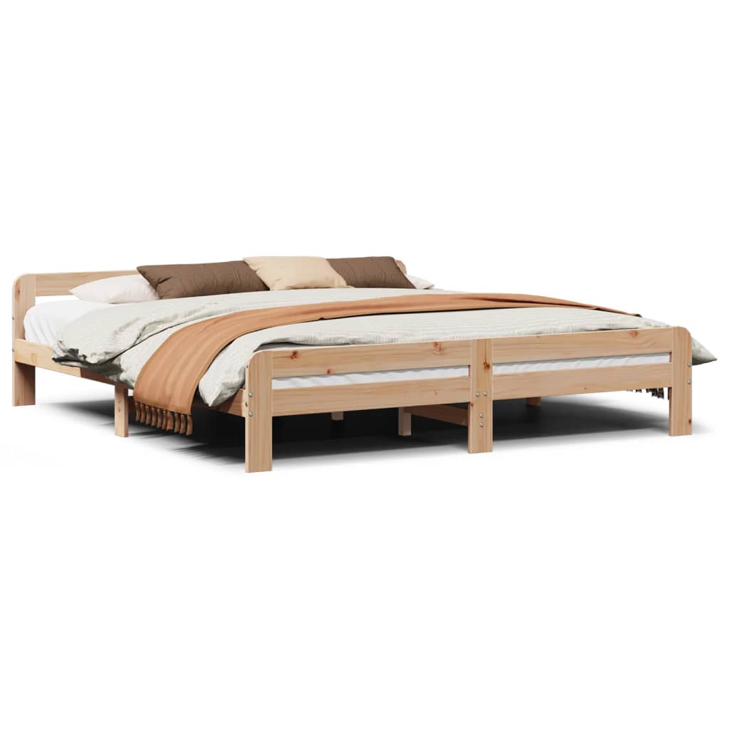 Bed Frame without Mattress Solid Wood Pine Natural 200 cm 200 cm