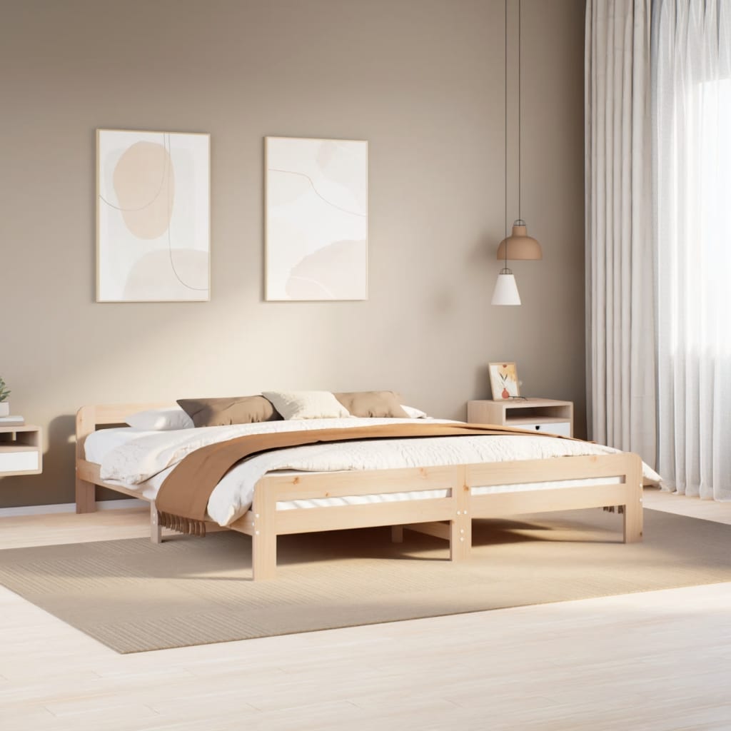 Bed Frame without Mattress Solid Wood Pine Natural 200 cm 200 cm