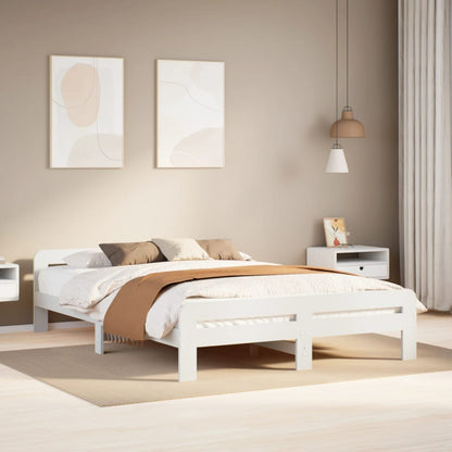 Bed Frame without Mattress Solid Wood Pine White 150 cm 200 cm