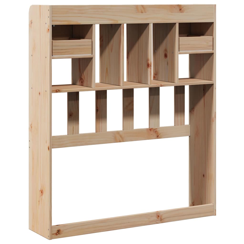 Headboard with Storage Solid Wood Pine Natural 100 cm