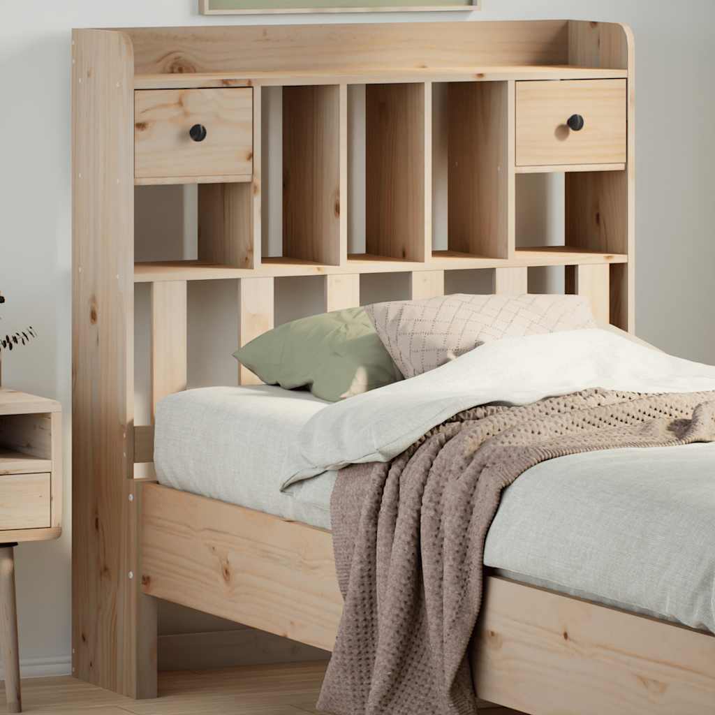 Headboard with Storage Solid Wood Pine Natural 75 cm