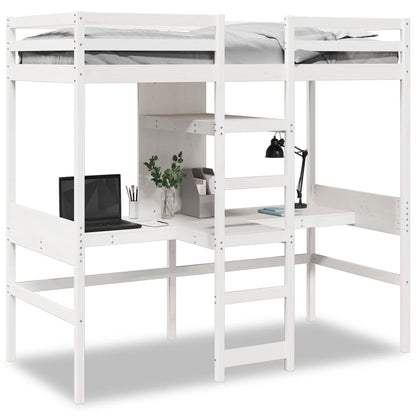 vidaXL Loft Bed Frame without Mattress White 80x200cm Solid Wood Pine 2
