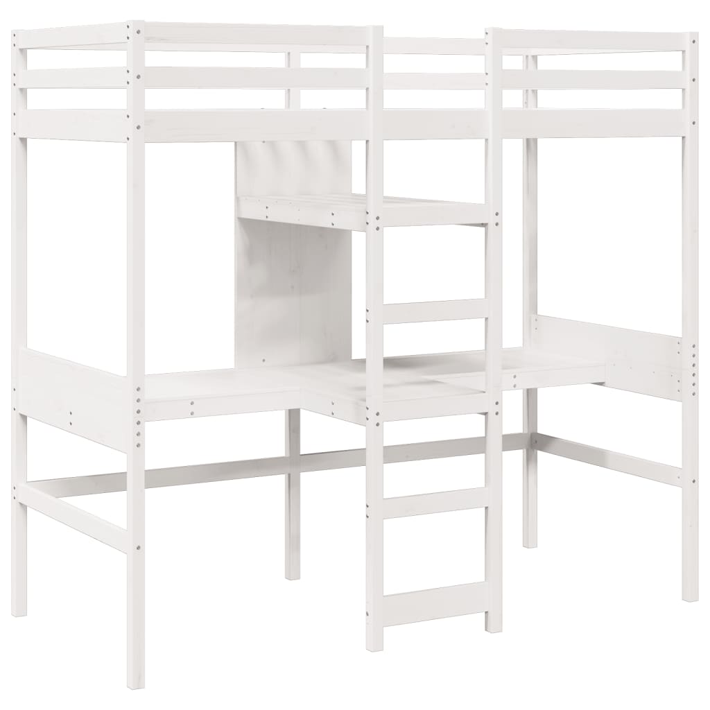 vidaXL Loft Bed Frame without Mattress White 80x200cm Solid Wood Pine 3