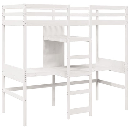 vidaXL Loft Bed Frame without Mattress White 80x200cm Solid Wood Pine 3
