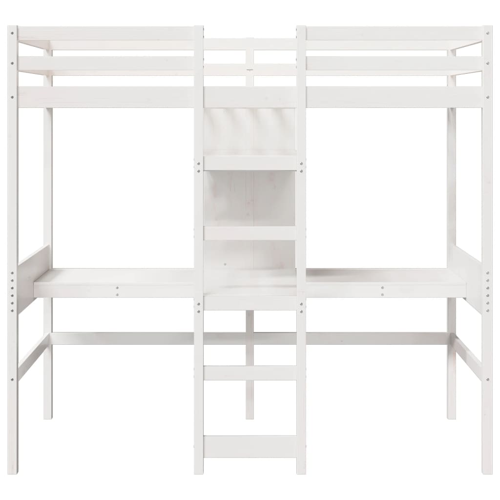 vidaXL Loft Bed Frame without Mattress White 80x200cm Solid Wood Pine 4