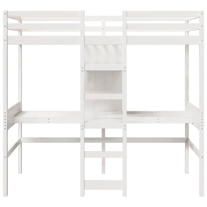 vidaXL Loft Bed Frame without Mattress White 80x200cm Solid Wood Pine 4
