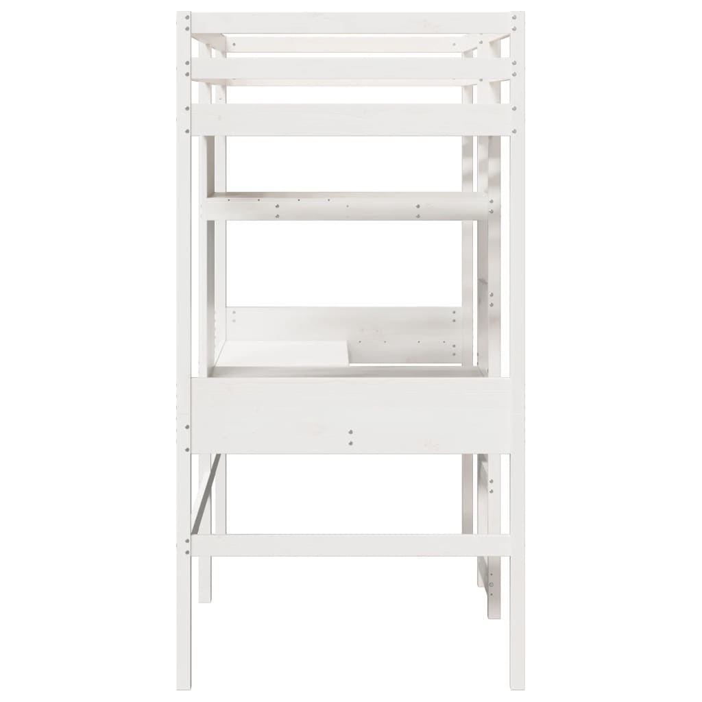 vidaXL Loft Bed Frame without Mattress White 80x200cm Solid Wood Pine 5