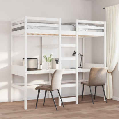 vidaXL Loft Bed Frame without Mattress White 80x200cm Solid Wood Pine 1