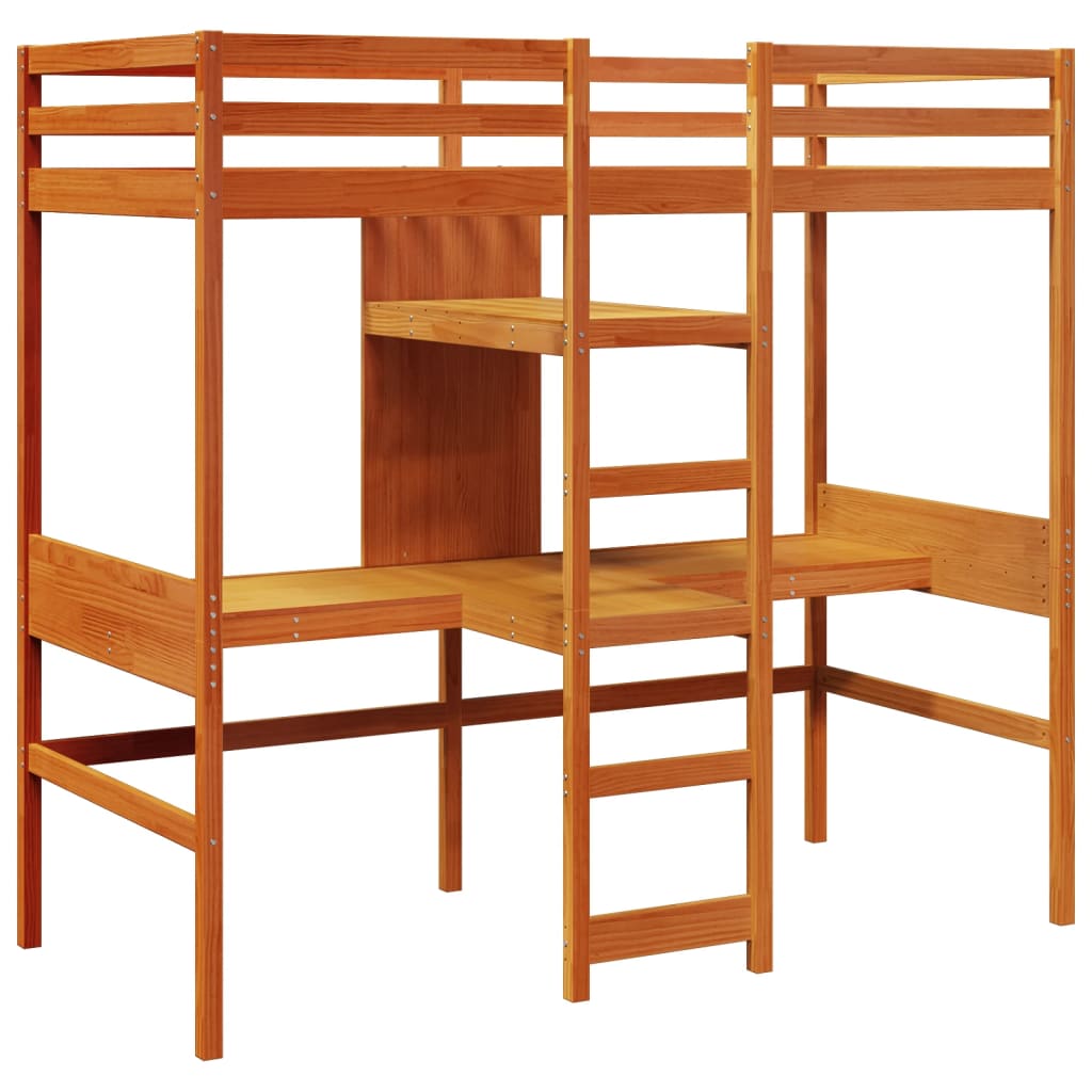 vidaXL Loft Bed Frame without Mattress Wax Brown 80x200cm 3