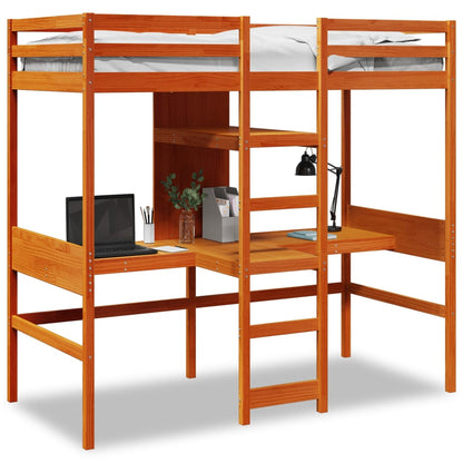 vidaXL Loft Bed Frame without mattress Wax Brown 90x190cm 2