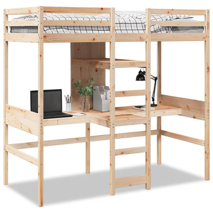vidaXL Loft Bed Frame without Mattress 75x190cm Solid Wood Pine 2