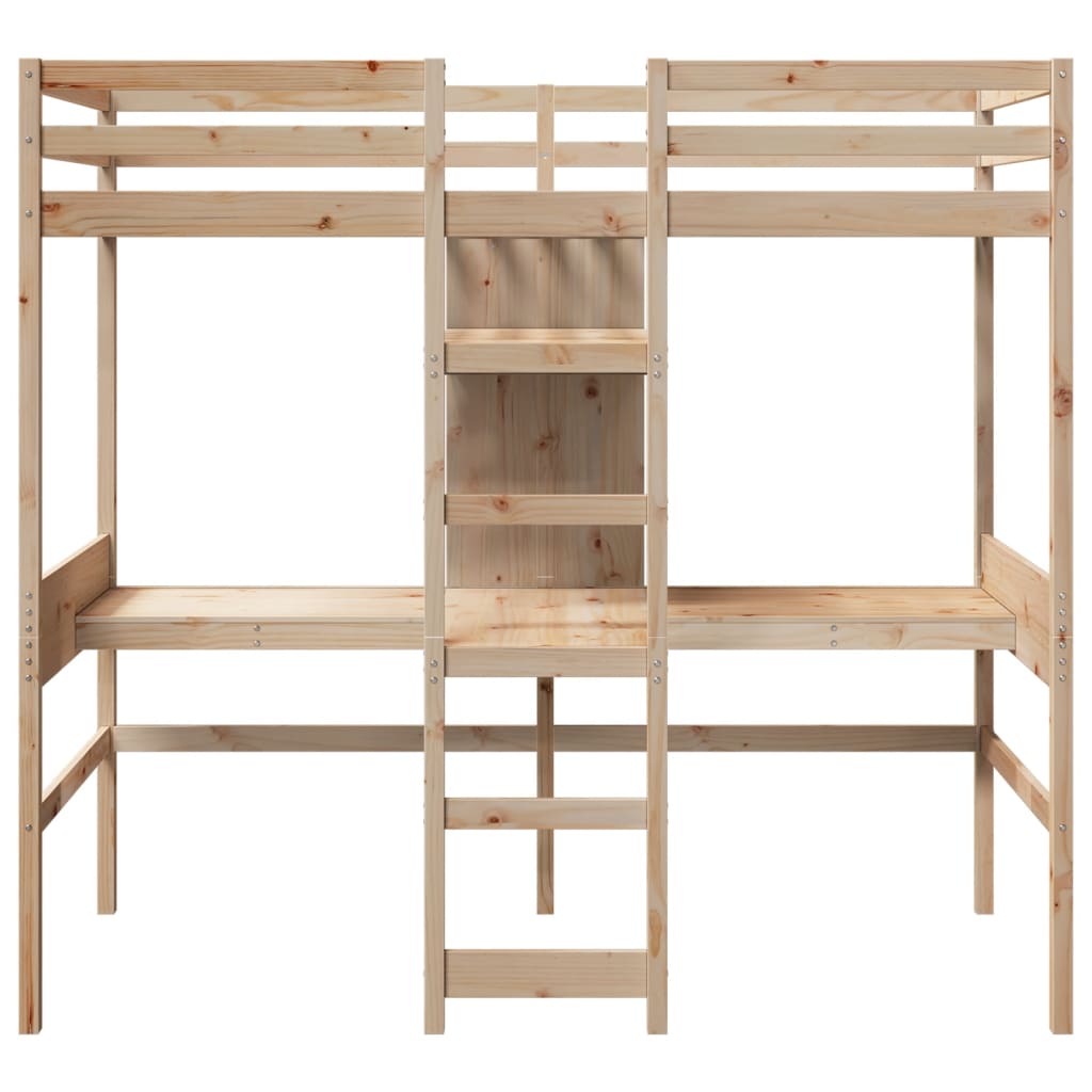 vidaXL Loft Bed Frame without Mattress 75x190cm Solid Wood Pine 4