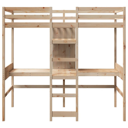 vidaXL Loft Bed Frame without Mattress 75x190cm Solid Wood Pine 4