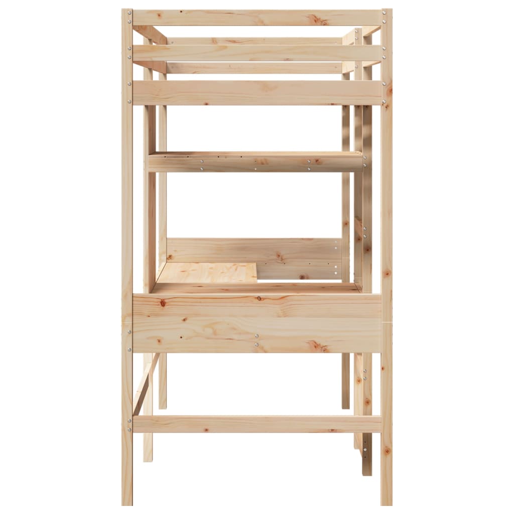 vidaXL Loft Bed Frame without Mattress 75x190cm Solid Wood Pine 5