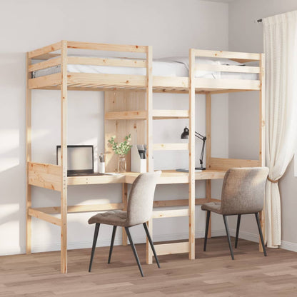 vidaXL Loft Bed Frame without Mattress 75x190cm Solid Wood Pine 1