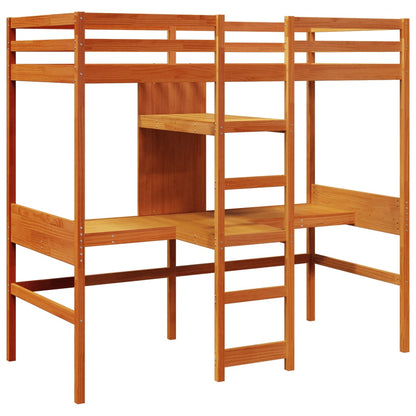 vidaXL Loft Bed Frame without Mattress Wax Brown 75x190cm 3