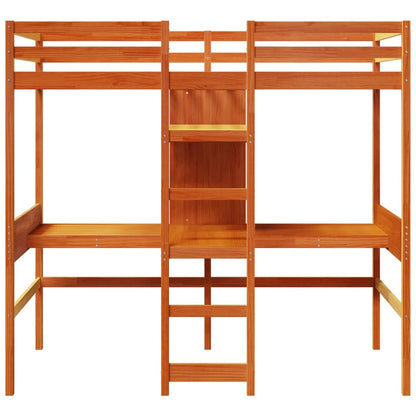vidaXL Loft Bed Frame without Mattress Wax Brown 75x190cm 4