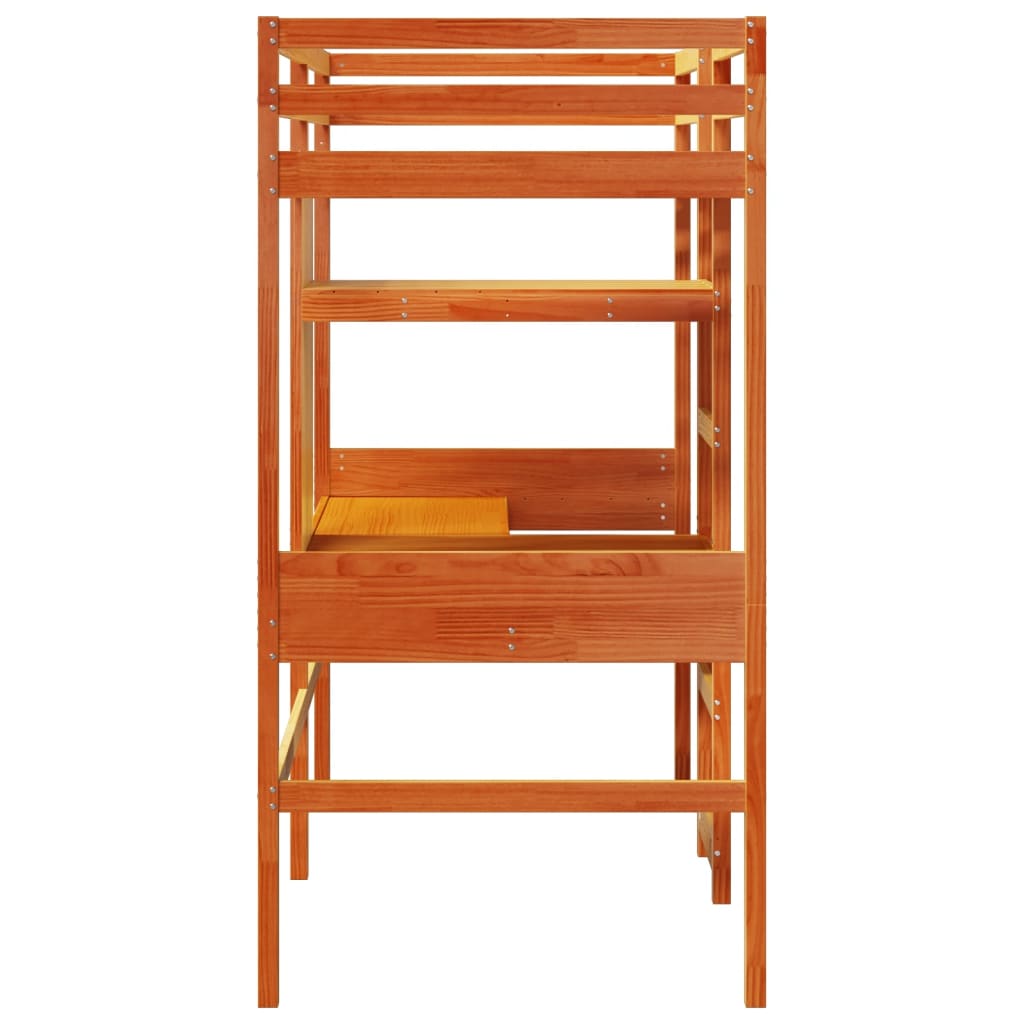 vidaXL Loft Bed Frame without Mattress Wax Brown 75x190cm 5