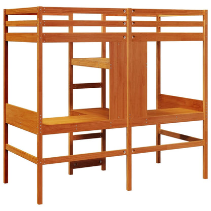 vidaXL Loft Bed Frame without Mattress Wax Brown 75x190cm 6