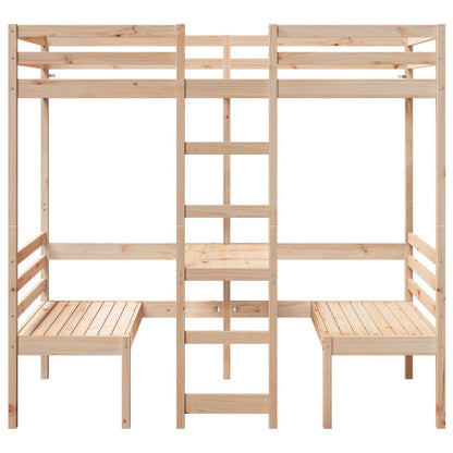 vidaXL Loft Bed Frame with Desk&Chairs 90x190cm Solid Wood Pine 4