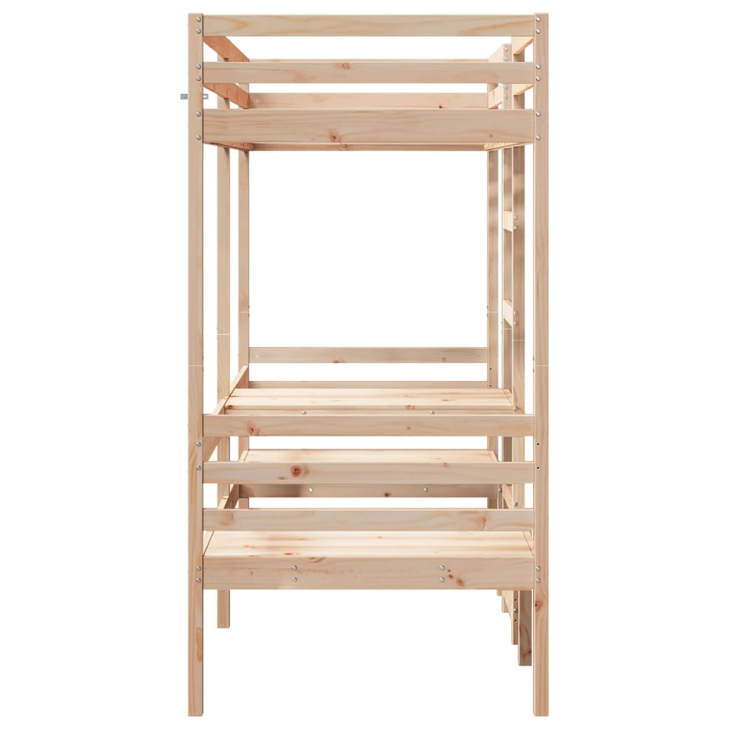 vidaXL Loft Bed Frame with Desk&Chairs 90x190cm Solid Wood Pine 6