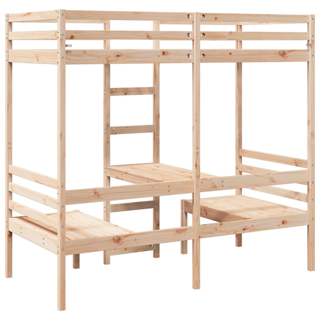 vidaXL Loft Bed Frame with Desk&Chairs 90x190cm Solid Wood Pine 5