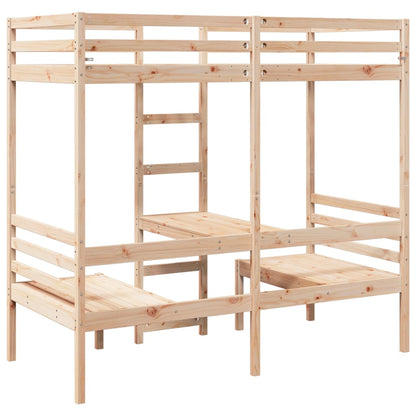 vidaXL Loft Bed Frame with Desk&Chairs 90x190cm Solid Wood Pine 5