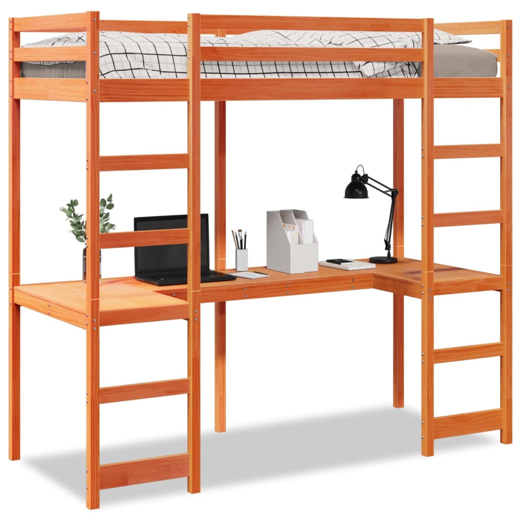 vidaXL Loft Bed Frame without Mattress Wax Brown 80x200 cm 2