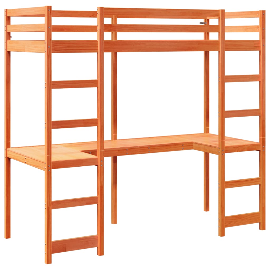 vidaXL Loft Bed Frame without Mattress Wax Brown 80x200 cm 3